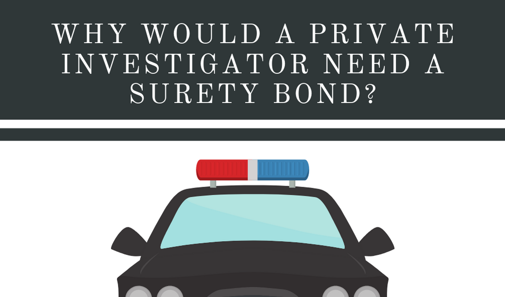 surety bond - why do private investigators need a surety bond - police car in white background